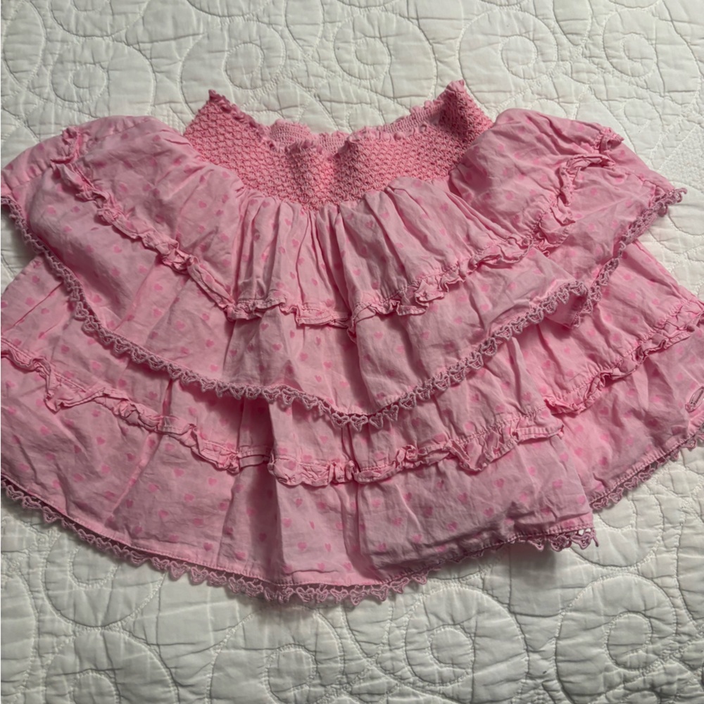 LoveShackFancy X AG collab Pink Ruffled Knit Top& Cardigan and skirt - Picture 5 of 5